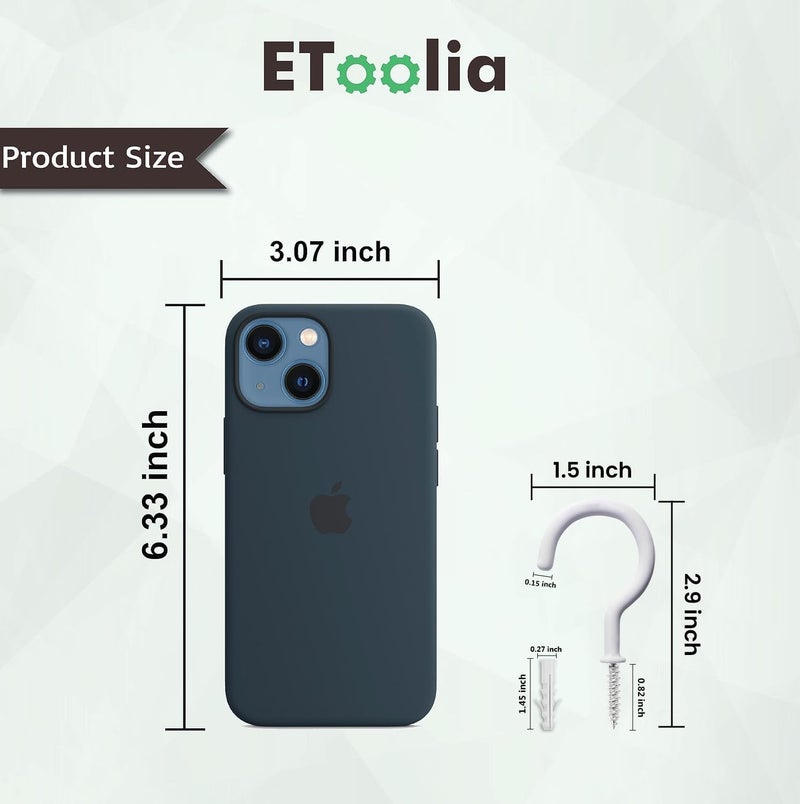 Etoolia 30 Pcs Ceiling Hooks for Hanging Plants - 2.9 inch Heavy Duty, Hanging Hooks for Christmas Lights, Cups, Decors - White Vinyl Coated Screw in Plant Hanger Hook Indoor and Outdoor - Image 2